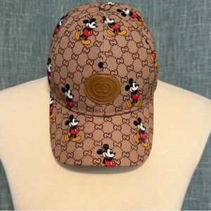 Gucci Brown Cap with Mickey Mouse Design
